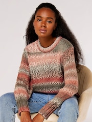 Apricot Pink Chunky Knit Multi Colour Jumper - Image 4 of 4