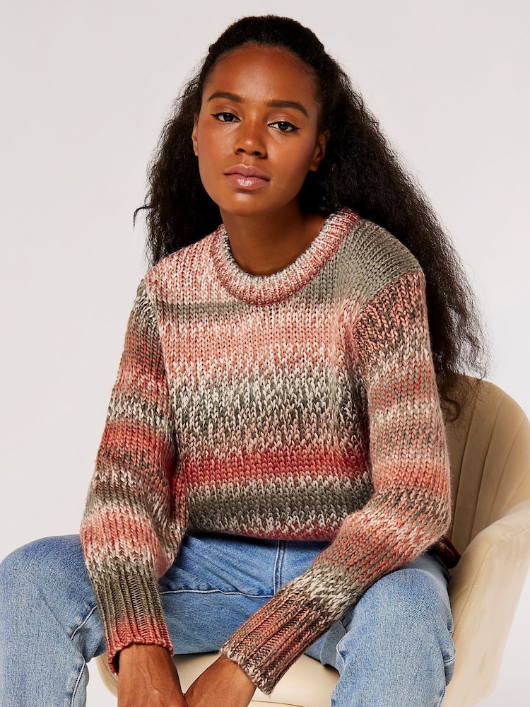 Apricot Pink Chunky Knit Multi Colour Jumper - Image 4 of 4