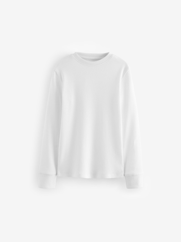 White 100% Cotton Long Sleeve T-Shirts 3 Pack (1.5-16yrs) - Image 2 of 4
