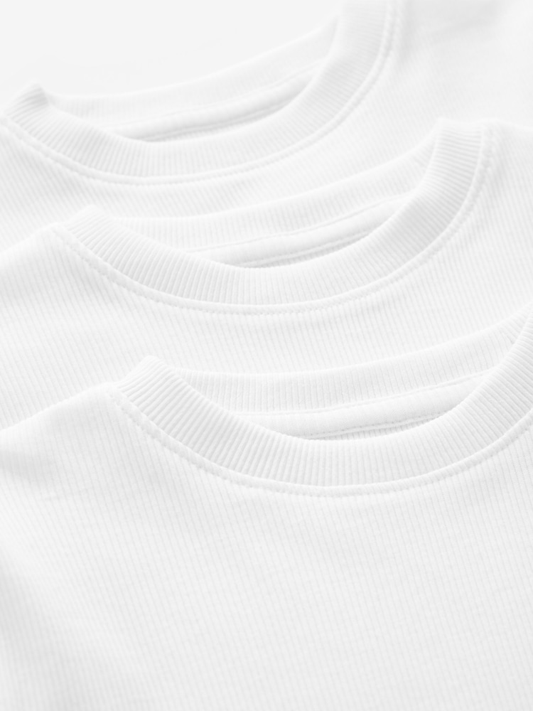 White 100% Cotton Long Sleeve T-Shirts 3 Pack (1.5-16yrs) - Image 4 of 4