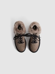 Reiss Mink Leonie Suede Faux Fur Hiking Boots - Image 3 of 5