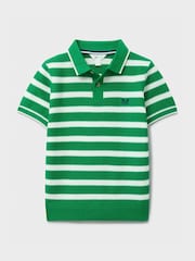 Crew Clothing Green Knitted Cotton Stripe Polo - Image 1 of 3