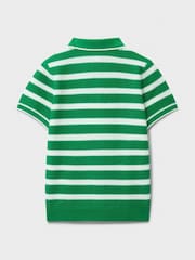 Crew Clothing Green Knitted Cotton Stripe Polo - Image 2 of 3