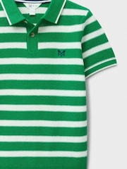Crew Clothing Green Knitted Cotton Stripe Polo - Image 3 of 3