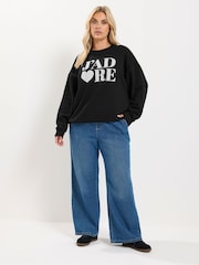 Yours Curve Black Jadore Polka Dot Sweatshirt - Image 3 of 7