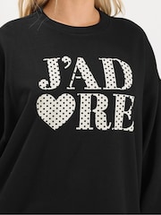 Yours Curve Black Jadore Polka Dot Sweatshirt - Image 5 of 7