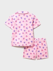 Crew Clothing Pink Heart Print Cotton Pyjamas Shorts Set - Image 2 of 3