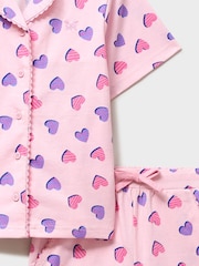 Crew Clothing Pink Heart Print Cotton Pyjamas Shorts Set - Image 3 of 3