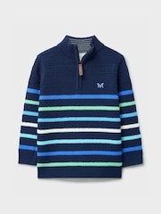Синий - Трикотажный топ в полоску с короткой молнией Crew Clothing - Изображение 1 3