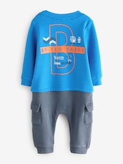 Baker by Ted Baker Blue Graphic Cargo Romper - Image 2 of 5