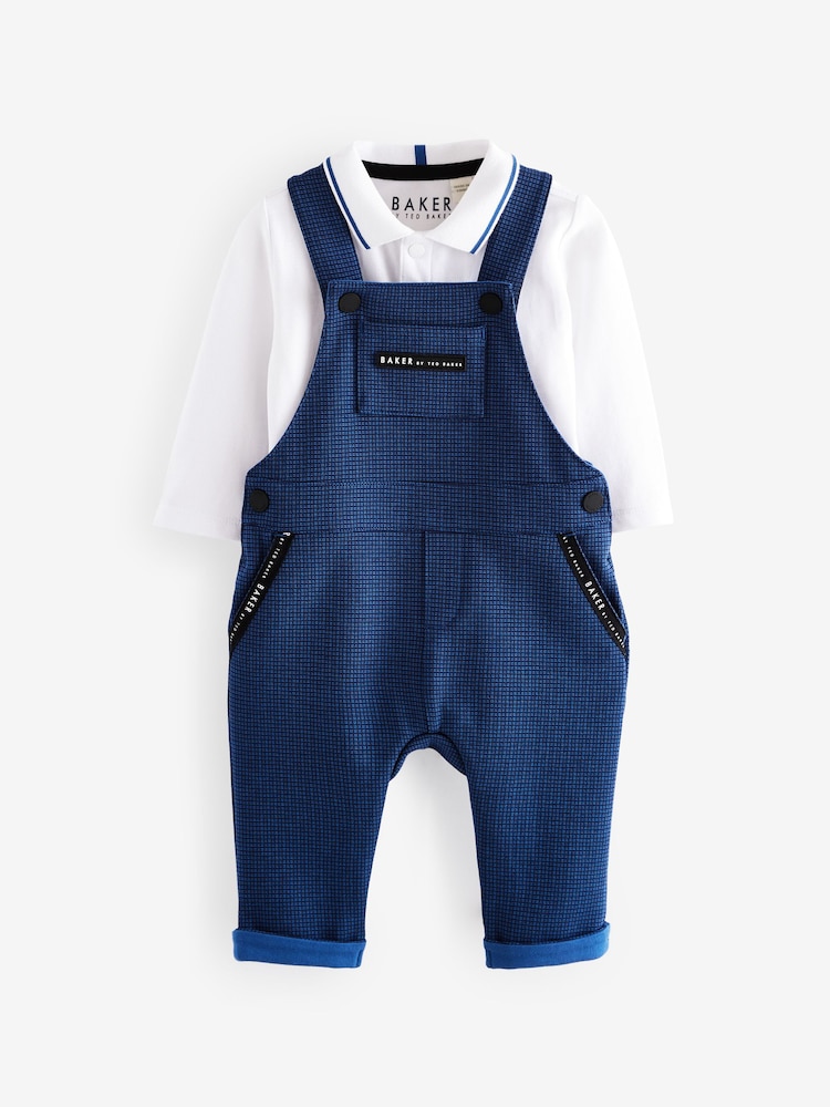 Baker by Ted Baker Blue Dungaree and Polo Shirt Set - Image 1 of 5