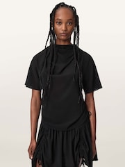 AllSaints Black Leslie Check Top - Image 1 of 6