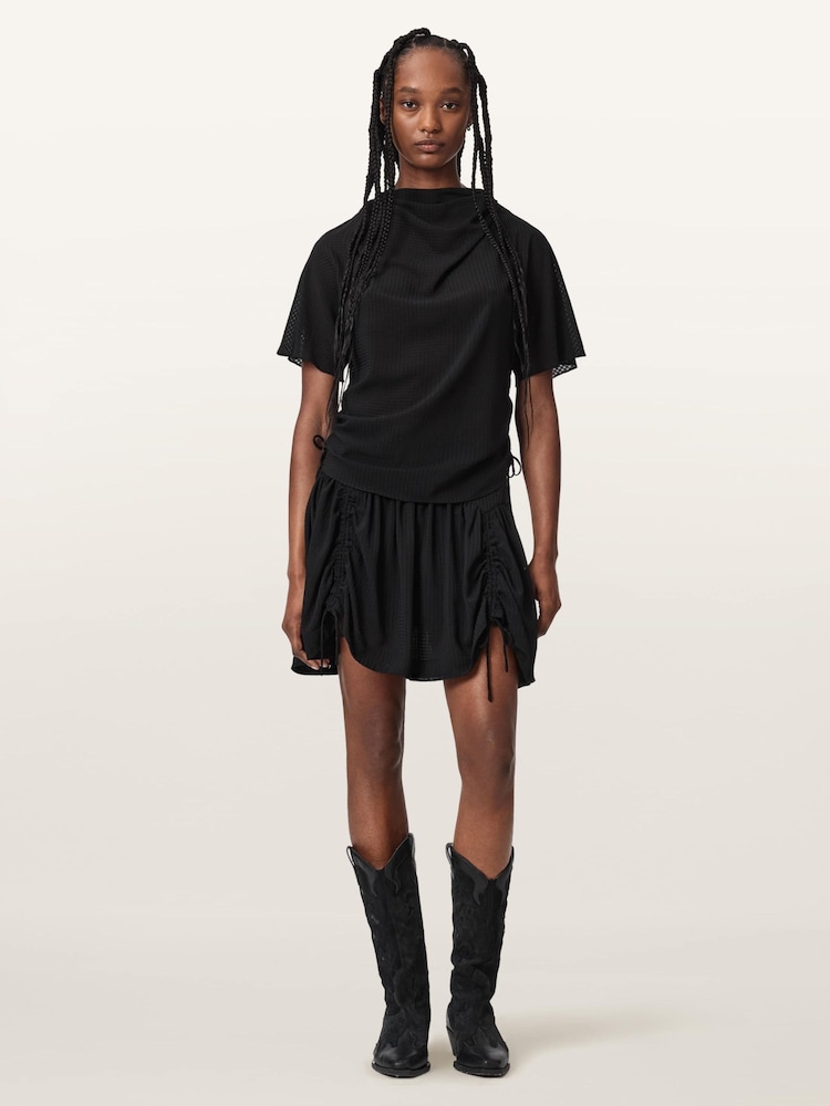 AllSaints Black Leslie Check Top - Image 2 of 6