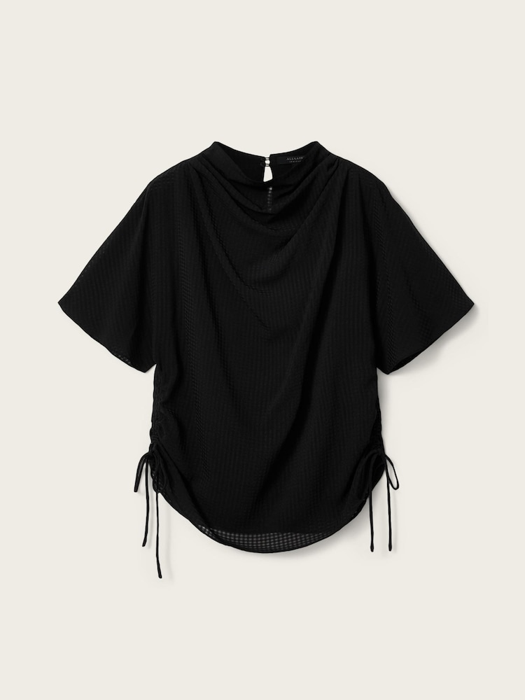 AllSaints Black Leslie Check Top - Image 6 of 6
