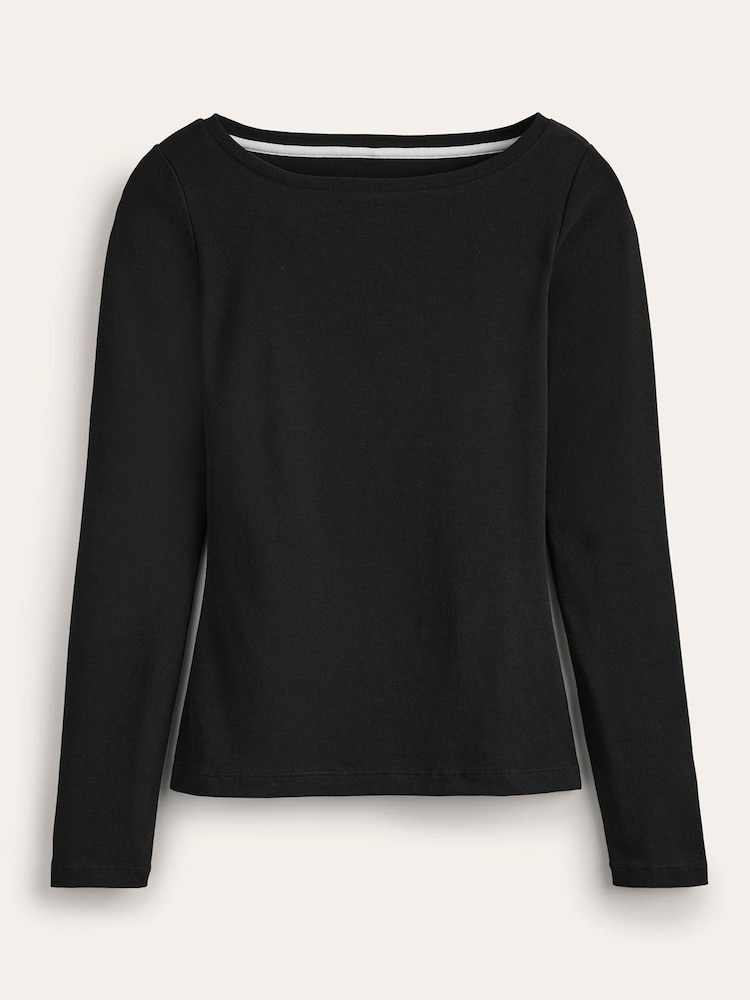 Schwarz - Boden Essential Jersey-T-Shirt mit U-Boot-Ausschnitt - Bild 5 von 5