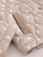 Mocha Brown Polka Dot Shower Resistant Quilted Jacket (3-16yrs) - Image 10 of 11