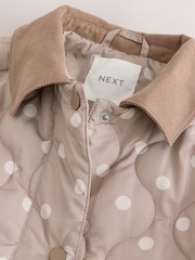 Mocha Brown Polka Dot Shower Resistant Quilted Jacket (3-16yrs) - Image 11 of 11