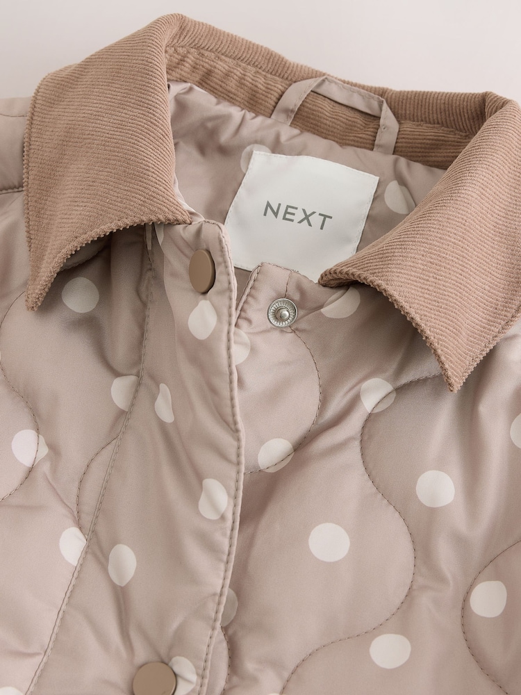 Mocha Brown Polka Dot Shower Resistant Quilted Jacket (3-16yrs) - Image 11 of 11