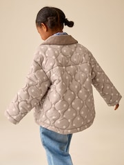 Mocha Brown Polka Dot Shower Resistant Quilted Jacket (3-16yrs) - Image 4 of 11