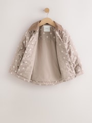 Mocha Brown Polka Dot Shower Resistant Quilted Jacket (3-16yrs) - Image 9 of 11