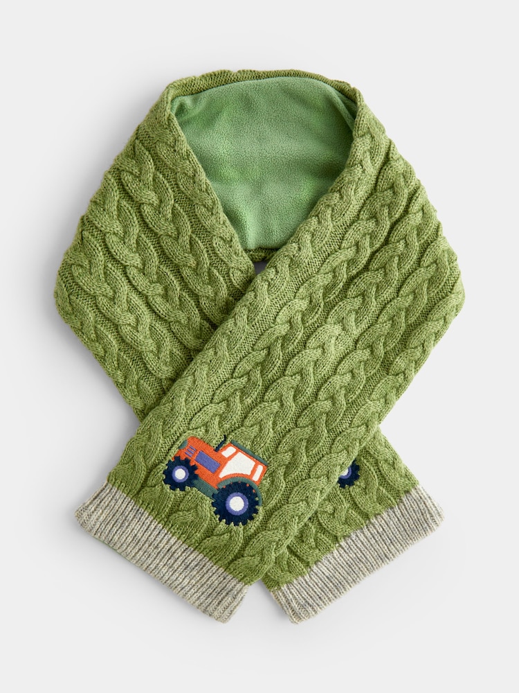 JoJo Maman Bébé Green Gingham Tractor Knitted Scarf - Image 1 of 4 JoJo Maman Bébé Green Gingham Tractor Knitted Scarf - Image 1 of 4