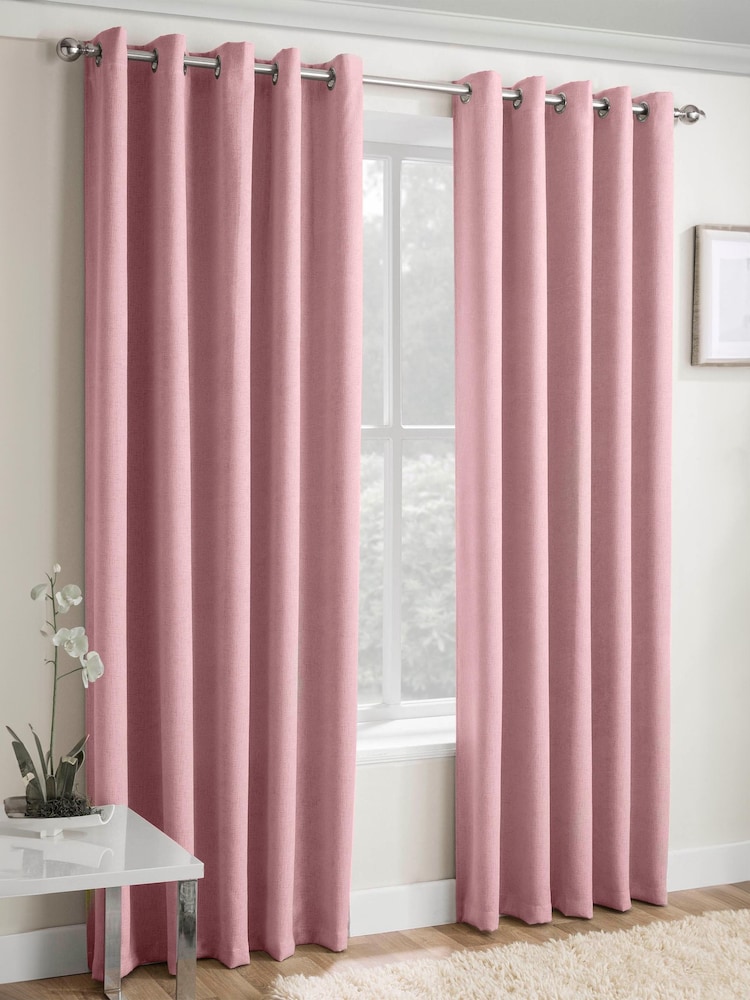 Enhanced Living Blush Pink Vogue Ready Made Thermal Blackout Eyelet Curtains - Image 1 of 4