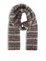 Totes Brown Fair Isle Knit Scarf & Beanie Hat Set - Image 4 of 5