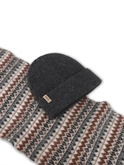 Totes Brown Fair Isle Knit Scarf & Beanie Hat Set - Image 5 of 5
