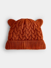 JoJo Maman Bébé Orange Fox Cable Knit Hat - Image 2 of 4