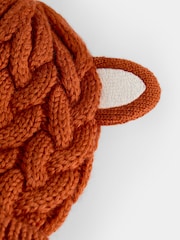 JoJo Maman Bébé Orange Fox Cable Knit Hat - Image 3 of 4