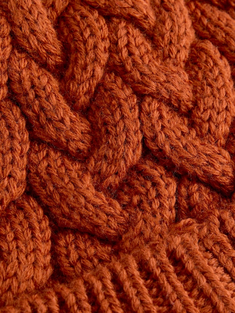 JoJo Maman Bébé Orange Fox Cable Knit Hat - Image 4 of 4 JoJo Maman Bébé Orange Fox Cable Knit Hat - Image 4 of 4