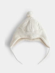Jojo Maman Bébé Natural Pom Pom Cable Hat - Image 1 of 4