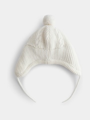 Jojo Maman Bébé Natural Pom Pom Cable Hat - Image 2 of 4