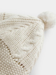Jojo Maman Bébé Natural Pom Pom Cable Hat - Image 3 of 4