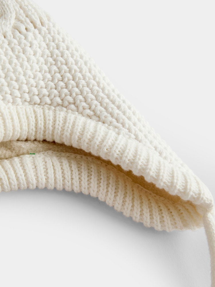 Jojo Maman Bébé Natural Pom Pom Cable Hat - Image 4 of 4