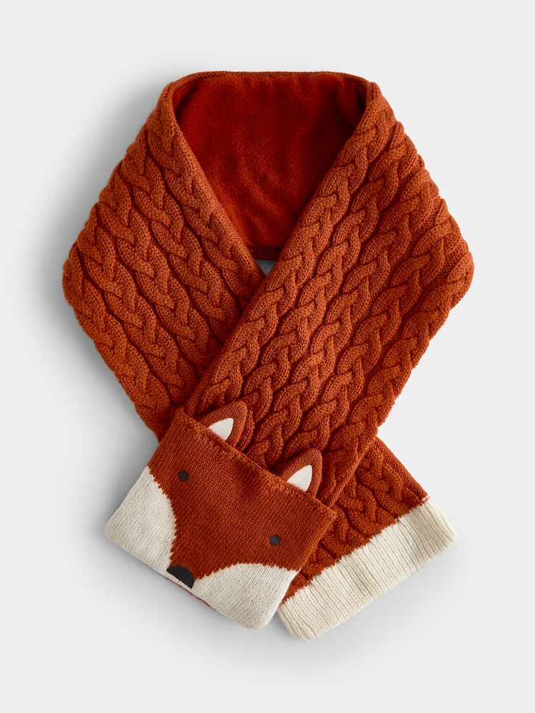 JoJo Maman Bébé Orange Fox Knitted Scarf - Image 1 of 4 JoJo Maman Bébé Orange Fox Knitted Scarf - Image 1 of 4