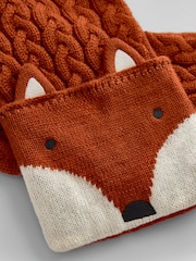 JoJo Maman Bébé Orange Fox Knitted Scarf - Image 3 of 4