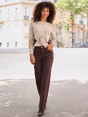 Sosandar Natural Argyle Boat Neck Jumper - Image 4 of 5