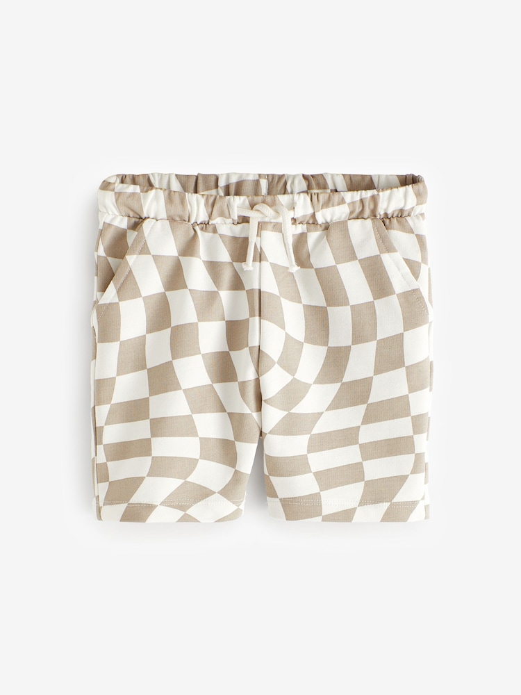 Stone 100% Cotton Checkerboard Jersey Shorts (3mths-7yrs) - Image 1 of 3