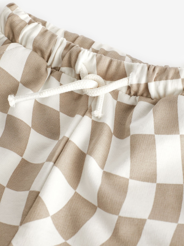 Stone 100% Cotton Checkerboard Jersey Shorts (3mths-7yrs) - Image 3 of 3