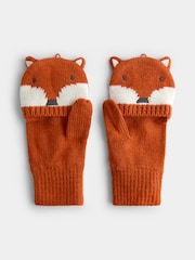 JoJo Maman Bébé Orange Fox Knitted Mittens - Image 2 of 5