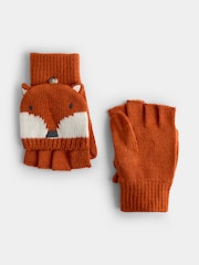 JoJo Maman Bébé Orange Fox Knitted Mittens - Image 4 of 5