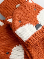 JoJo Maman Bébé Orange Fox Knitted Mittens - Image 5 of 5