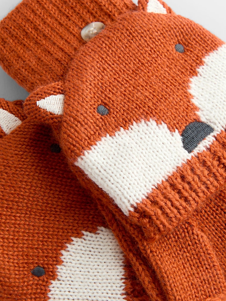 JoJo Maman Bébé Orange Fox Knitted Mittens - Image 5 of 5 JoJo Maman Bébé Orange Fox Knitted Mittens - Image 5 of 5