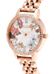 Olivia Burton Rose Gold Sparkle Floral Bracelet Watch - Image 2 of 3