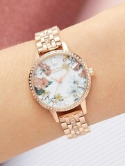 Olivia Burton Rose Gold Sparkle Floral Bracelet Watch - Image 3 of 3
