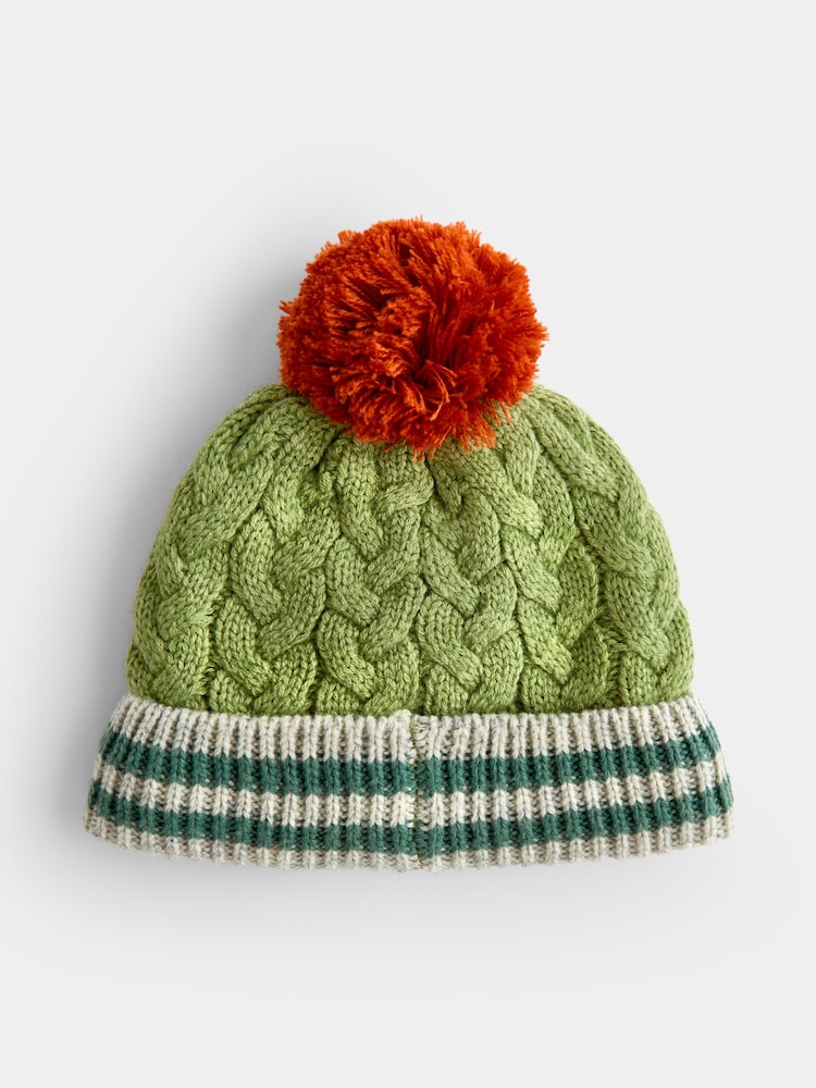 JoJo Maman Bébé Green Tractor Cable Knit Hat - Image 2 of 4 JoJo Maman Bébé Green Tractor Cable Knit Hat - Image 2 of 4