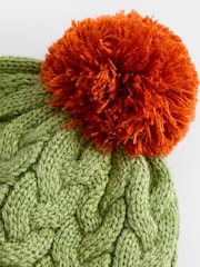 JoJo Maman Bébé Green Tractor Cable Knit Hat - Image 4 of 4