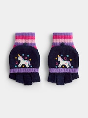 JoJo Maman Bébé Navy Unicorn Embroidered Gloves - Image 1 of 5