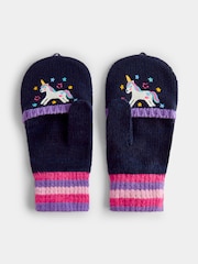 JoJo Maman Bébé Navy Unicorn Embroidered Gloves - Image 2 of 5